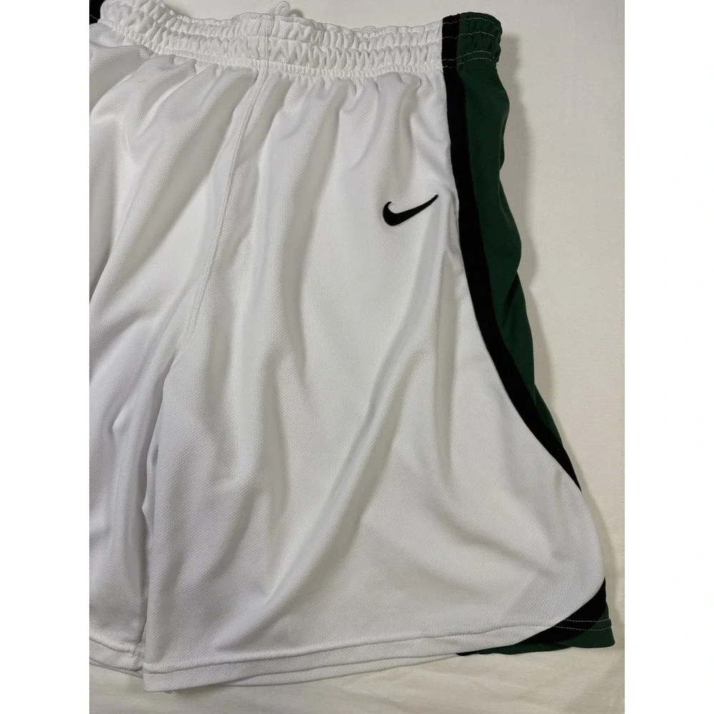 VTG 90s Nike Team Mesh Basketball Shorts XL White Green Made in USA Swoosh